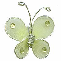 Petit Papillon Autocollant Organza Déco Vert Anis