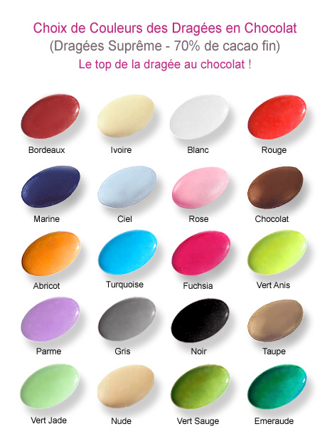Choix de couleurs dragées au chocolat