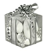 Cube Transparent Contenant Dragées Argent
