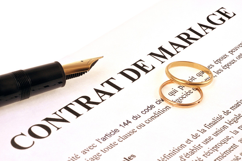 Les contrats de mariage