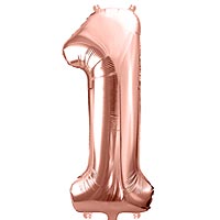 Ballon Mylar Nombre 1 Rose Gold Gonflable Hélium