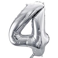 Ballon Géant Mylar 4 Chiffre Aluminium Gris Argent