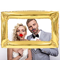 Ballon cadre photobooth cœur doré - Vive les mariés - Jour de Fête -  Photobooth - Les Incontournables