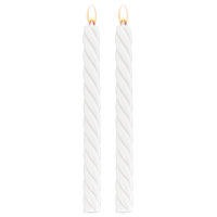 Bougies Flambeaux Torsadées Blanc 26cm x2