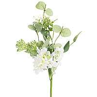 Bouquet Fleurs Blanches et Feuillage Greenery 35cm