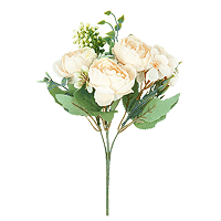 Bouquet Romance Pivoines Nude et Feuillage 27cm