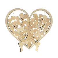 Cadre Coeur Livre d'Or Support Bois avec 60 Coeurs à Ecrire
