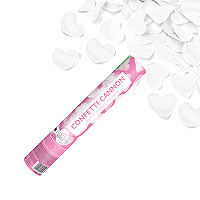 Petit Canon Confettis Coeurs Blancs Biodégradables 28cm