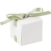Contenant Dragées Cadeau Blanc Ruban Sauge Green