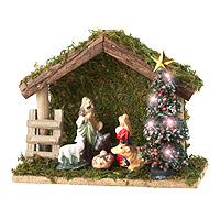 La Petite Crèche Lumineuse avec 6 Santons Porcelaine