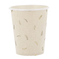 Gobelets Carton Effet Lin Beige Doré x8