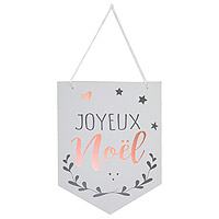 Pancarte Suspension Fanion Blanc Joyeux Noel