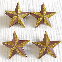 Pince Etoile Métallique Chocolat Paillettes Dorées x4