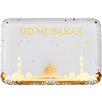 5 Plateaux Eid Mubarak Blanc Doré 19 x 28cm