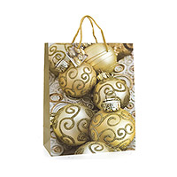 Le Petit Sac Cadeau Boules de Noel Paillettes Dorées