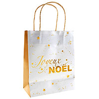 Grand Sac Cadeau Joyeux Noel Dorées