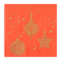 Serviettes Boules et Etoiles de Noel x20