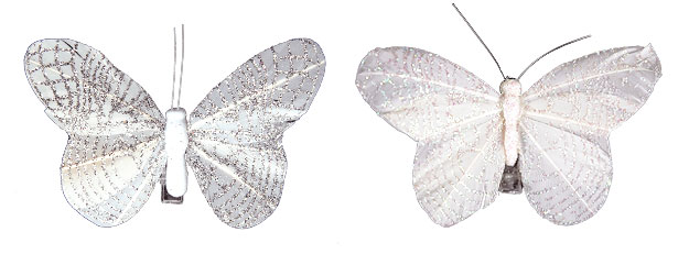 Papillons Pailletés Pince Décoration Table Mariage Blanc Argent