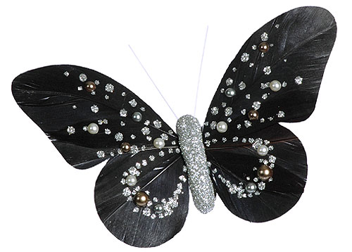 Papillons Décoration Pince Perles Paillettes Noir