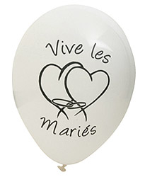 Ballons Vive les Mariés Coeur Blanc