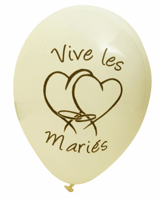 Ballons Vive les Mariés Coeur Ivoire
