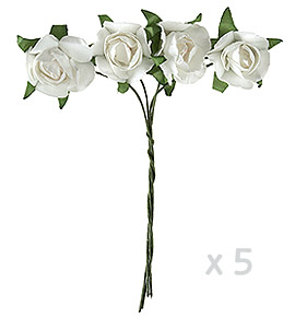 Mini roses papier blanc x 20