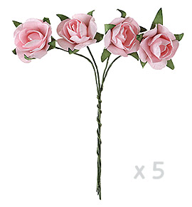 Mini roses papier rose x 20