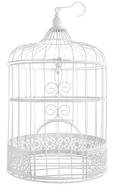 Cage à Oiseaux Urne Mariage Métal Blanc