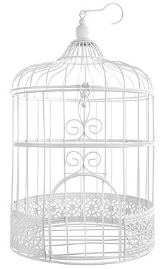 Cage à Oiseaux Urne Mariage Métal Blanc