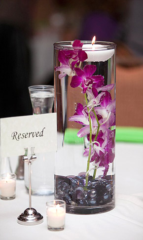 Déco florale vase eau bougie