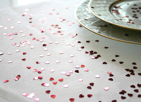 Confettis Déco de Table Métalliques Coeurs