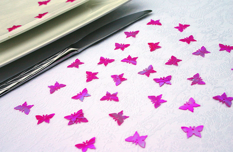 Confettis Déco de Table Papillons Irisés Fuchsia