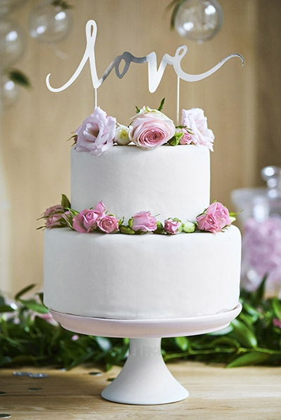 Cake Topper Love Argenté Pic | Décoration Pièce Montée Mariage