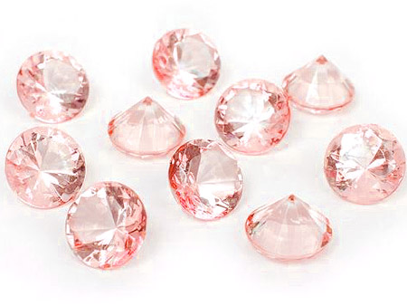 10 Diamants Transparents Déco Table 2cm Rose