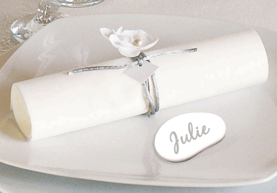 Galets Marque Place Mariage Blanc
