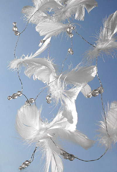 Guirlande Plumes Perles Decoration Mariage Blanc