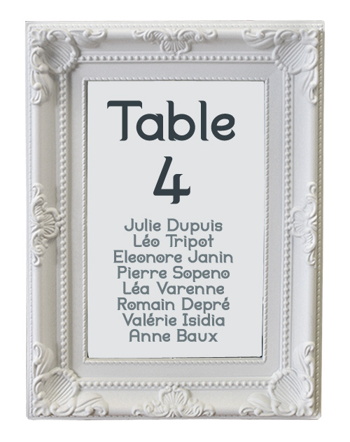 Marque Table Mariage Cadre Baroque Blanc