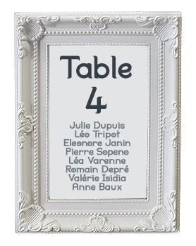 Marque Table Mariage Cadre Baroque Blanc