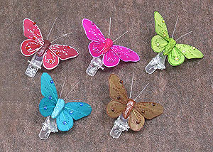 Petites Pinces Papillons Strass Marque Place x4