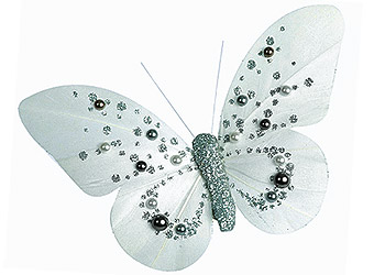 Papillon décoration gris perle