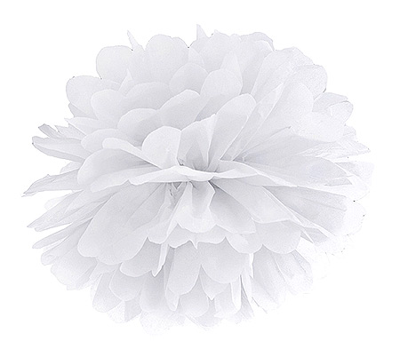 Boule Pompon Papier de Soie Mariage 25cm Blanc