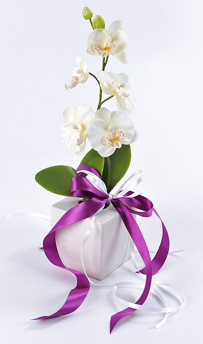 Décoration Florale Orchidée Ruban Satin