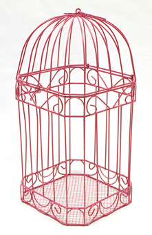 Cage à Oiseaux Urne Métal Fuchsia