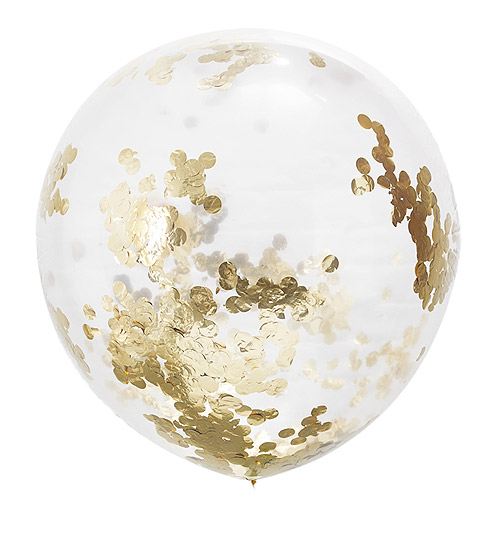 Grand Ballon Transparent 1m avec Confetti Or Metallisé 