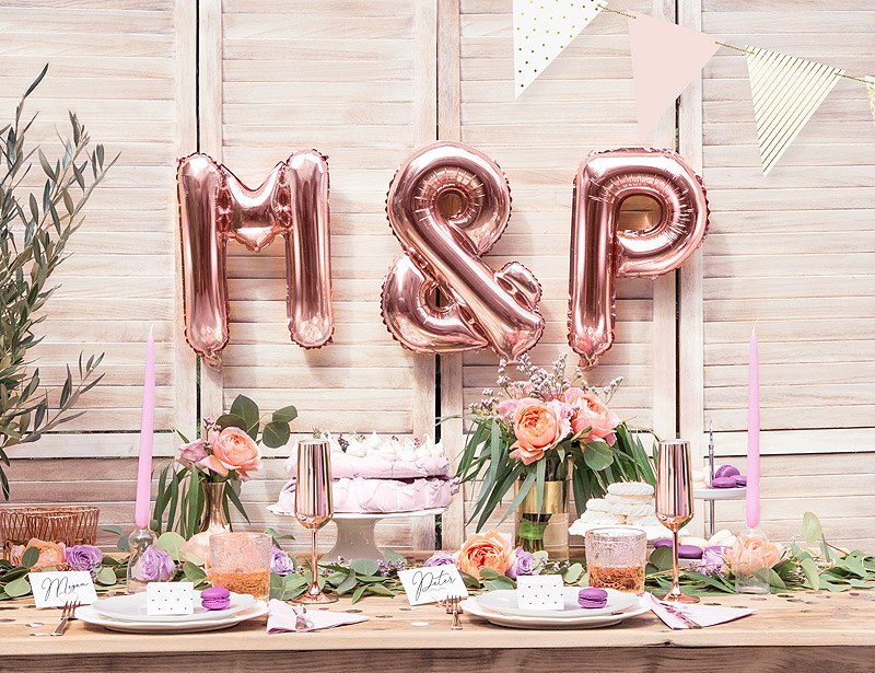 ballons lettres initiales rose gold
