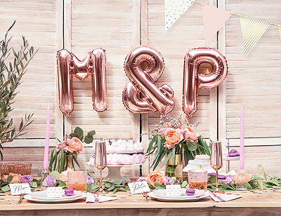 ballons lettres initiales rose gold