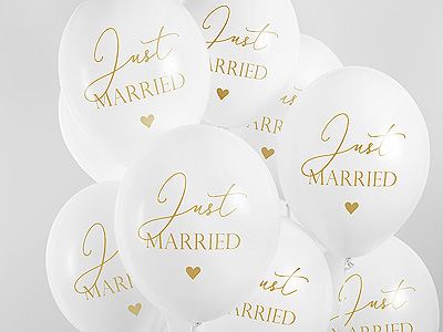 Lot de 10 Ballons Mariage Or Pas Cher Just Married