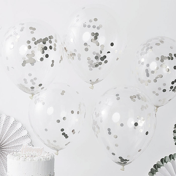 Ballons Transparents Cristal remplis Confettis Argentés