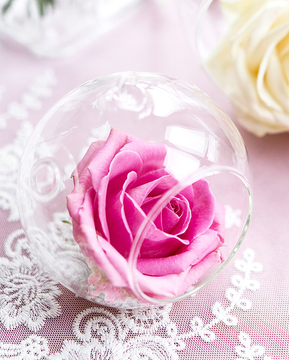 Boule Spherique Verre Fin Chic Décoration Florale Rose Eternelle