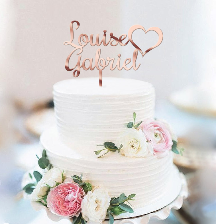 Cake topper mariage rose gold